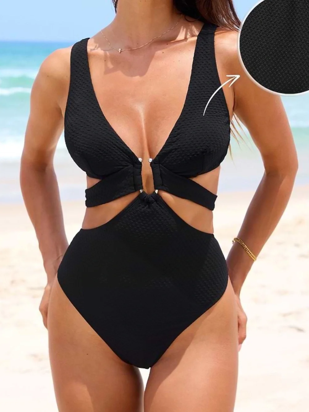 Cupshe Black Cutout One-Piece Swimsuit